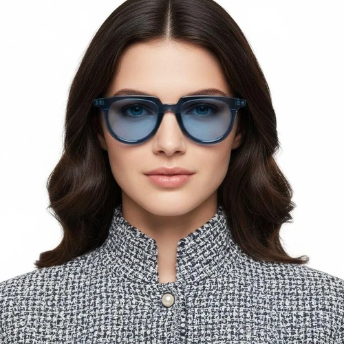 Oval Blue Plastic Sunglasses #BS2503-0123