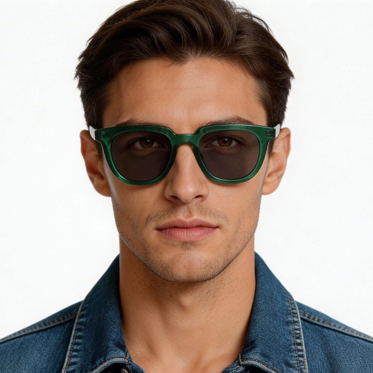 Ovale grüne Kunststoff-Sonnenbrille #BS2503-0124