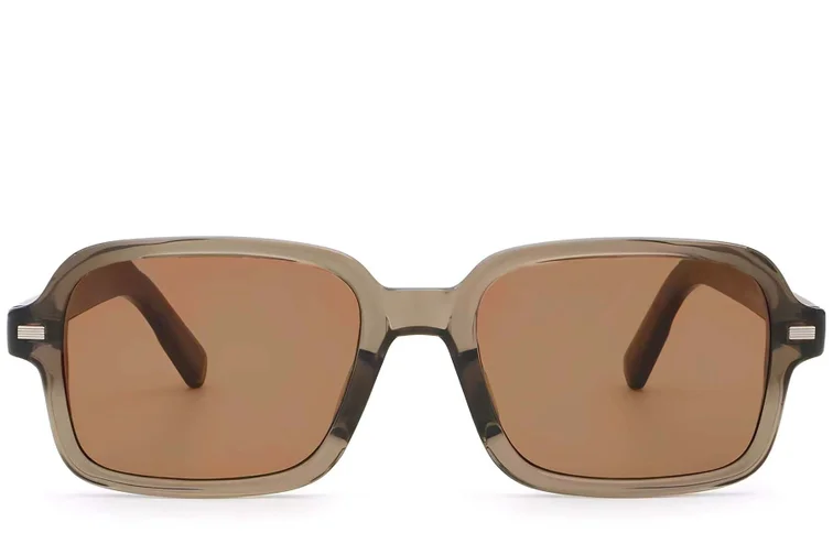 Gafas de sol rectangulares de plástico marrón #BS2503-0125