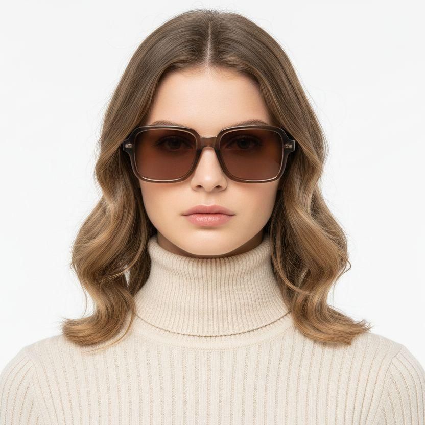 Rectangular Brown Plastic Sunglasses #BS2503-0125