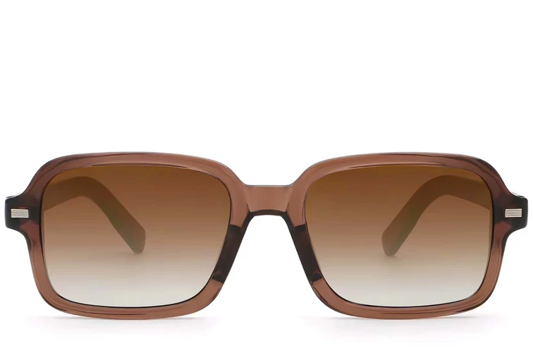 Rectangular Brown Plastic Sunglasses #BS2503-0126