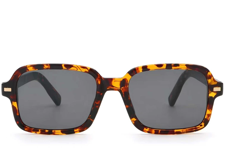 Lunettes de soleil rectangulaires en plastique écaille de tortue #BS2503-0127