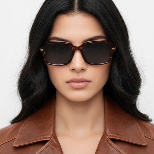 Lunettes de soleil rectangulaires en plastique écaille de tortue #BS2503-0127