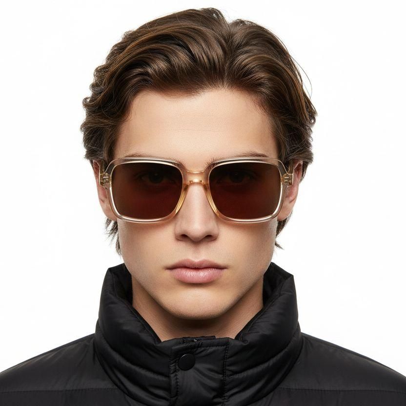 Rectangular Yellow Plastic Sunglasses #BS2503-0128