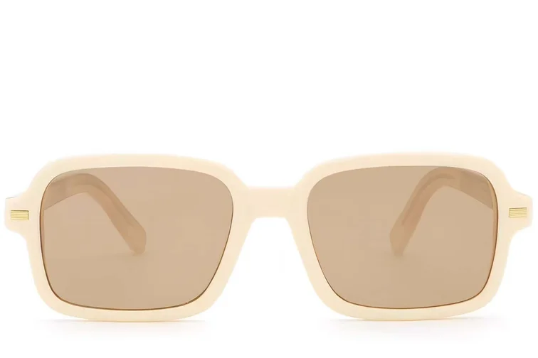 Rectangular Cream Plastic Sunglasses #BS2503-0129