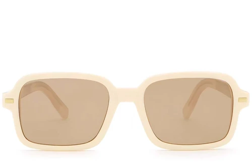 Rectangular Cream Plastic Sunglasses #BS2503-0129