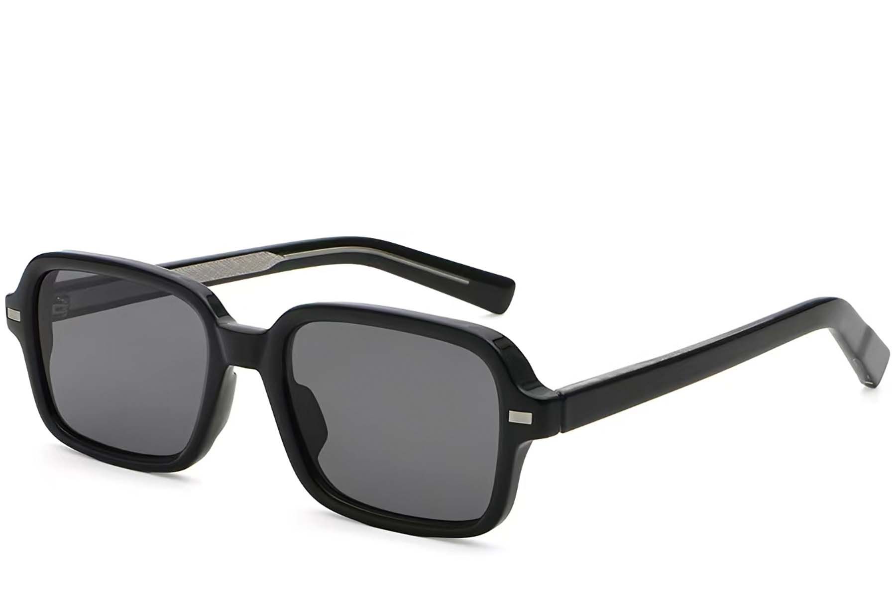 Rectangular Black Plastic Sunglasses #BS2503-0130