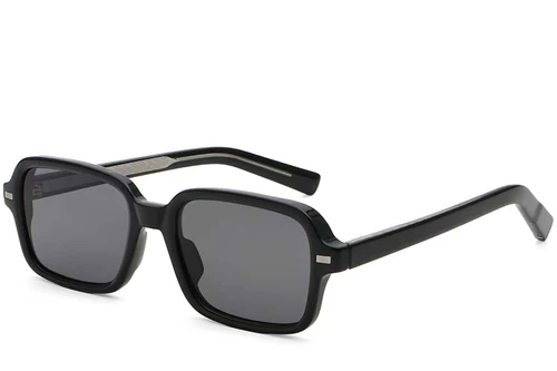 Lunettes de soleil rectangulaires en plastique noir #BS2503-0130
