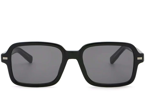 Lunettes de soleil rectangulaires en plastique noir #BS2503-0130