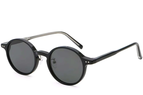 Lunettes de soleil rondes en plastique noir #BS2503-0133