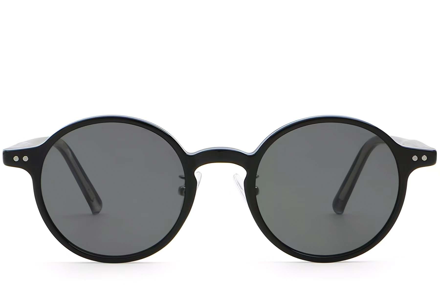 Lunettes de soleil rondes en plastique noir #BS2503-0133