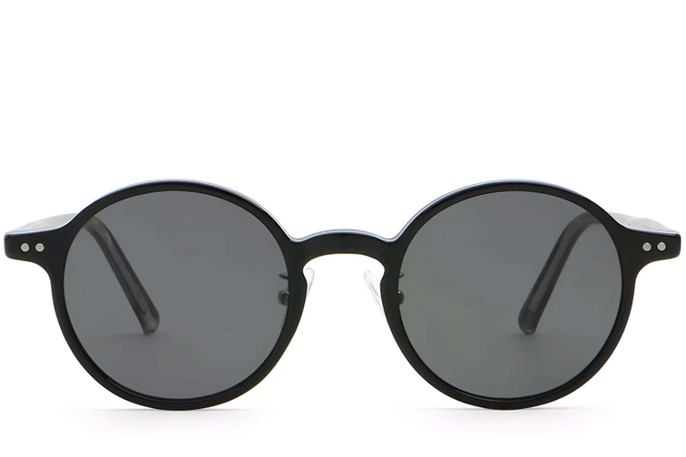 Round Black Plastic Sunglasses #BS2503-0133