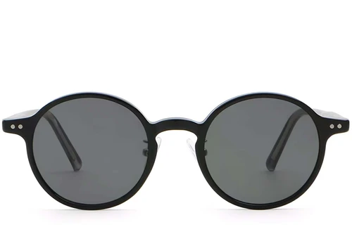 Lunettes de soleil rondes en plastique noir #BS2503-0133