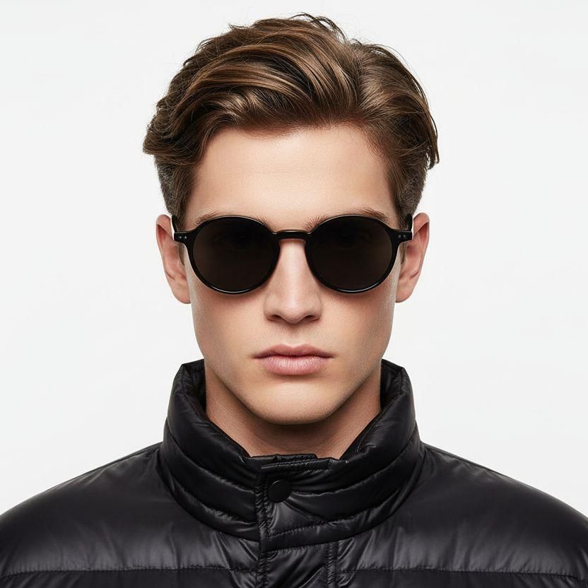 Round Black Plastic Sunglasses #BS2503-0133