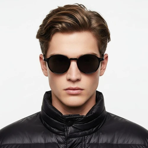 Round Black Plastic Sunglasses #BS2503-0133