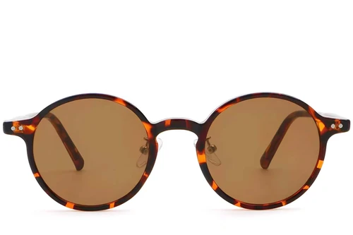 Round Tortoiseshell Plastic Sunglasses #BS2503-0134