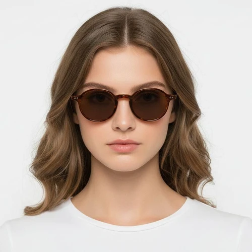 Round Tortoiseshell Plastic Sunglasses #BS2503-0134