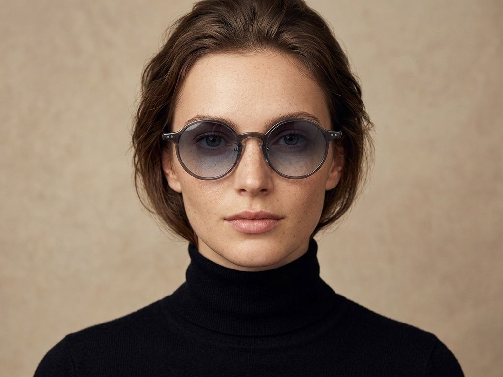 Lunettes de soleil rondes en plastique gris #BS2503-0135
