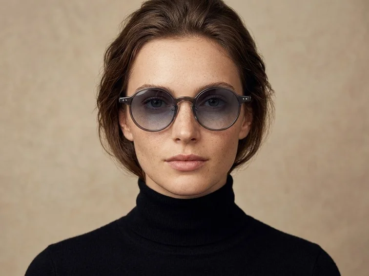 Lunettes de soleil rondes en plastique gris #BS2503-0135