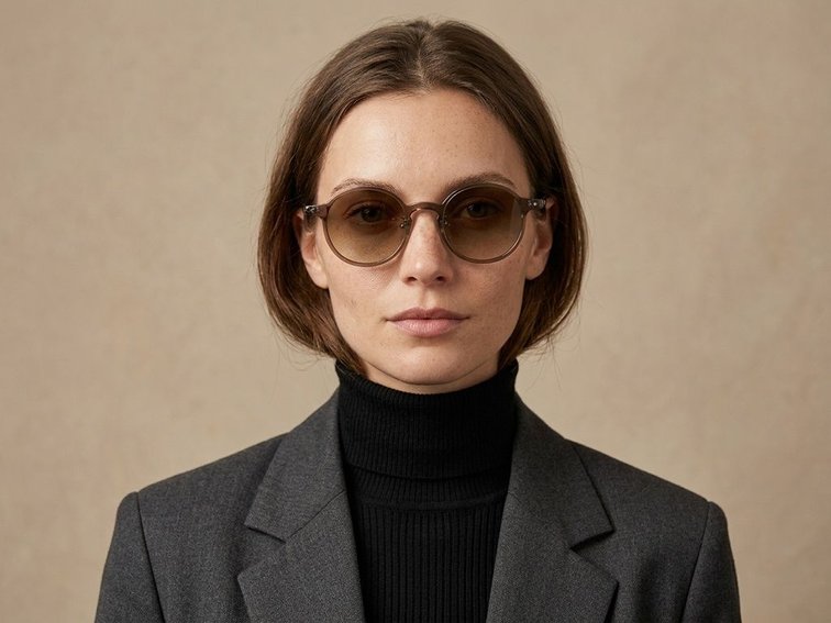 Lunettes de soleil ovales en plastique marron #BS2503-0136