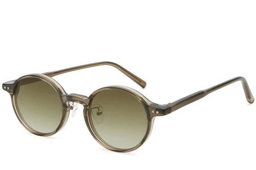 Lunettes de soleil ovales en plastique marron #BS2503-0136