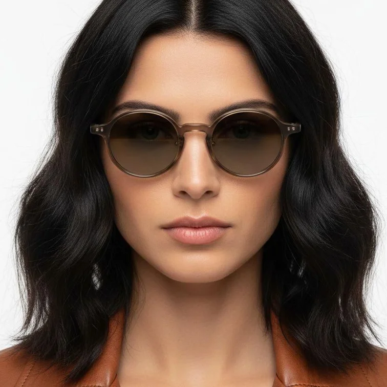 Round Brown Plastic Sunglasses #BS2503-0136