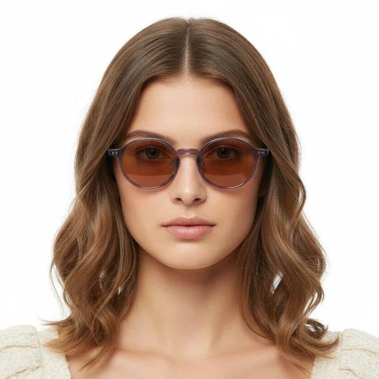 Round Purple Plastic Sunglasses #BS2503-0138