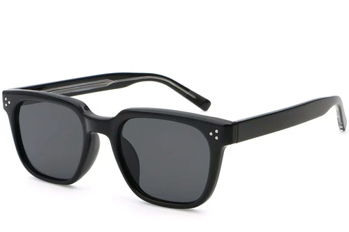 Lunettes de soleil rectangulaires en plastique noir #BS2503-0140