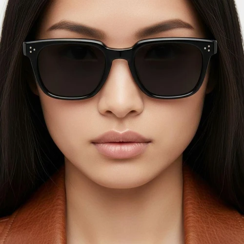 Rectangular Black Plastic Sunglasses #BS2503-0140