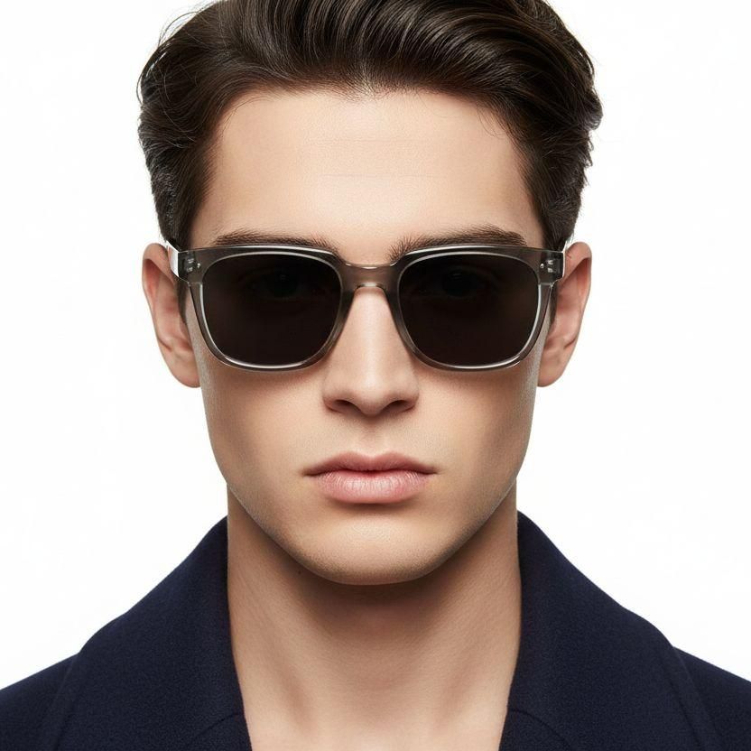 Rectangular Grey Plastic Sunglasses #BS2503-0141