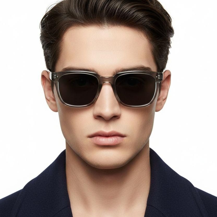 Rectangular Grey Plastic Sunglasses #BS2503-0141