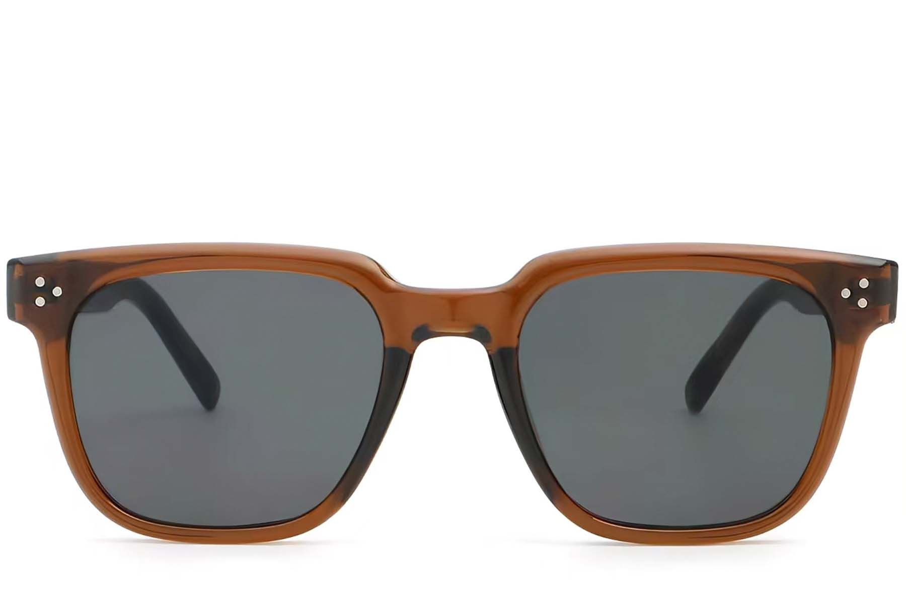 Rectangular Brown Plastic Sunglasses #BS2503-0142