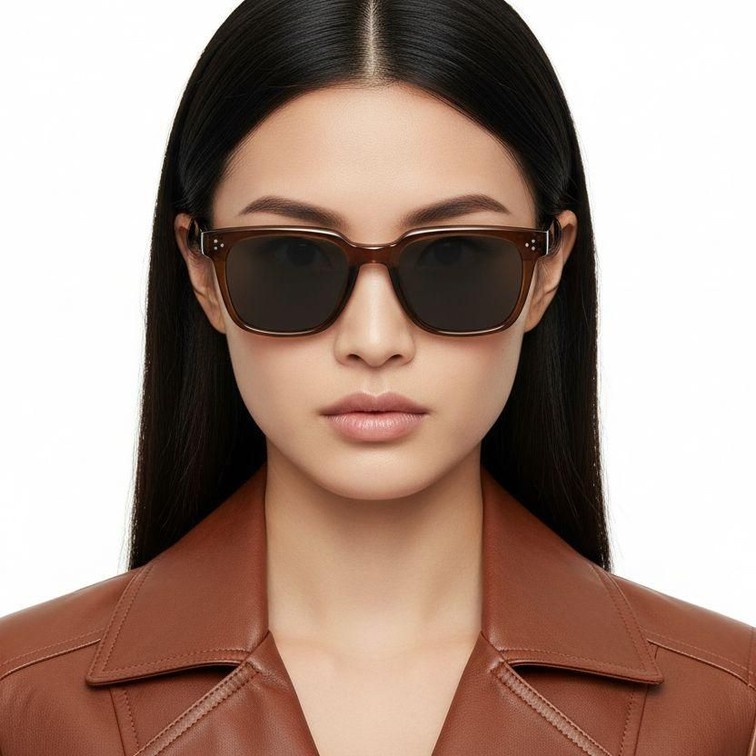 Rectangular Brown Plastic Sunglasses #BS2503-0142