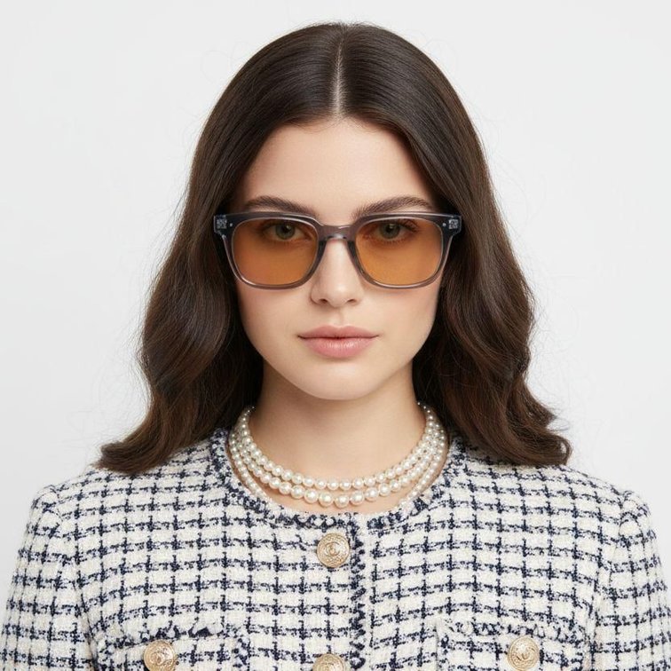 Lunettes de soleil rectangulaires en plastique violet #BS2503-0144