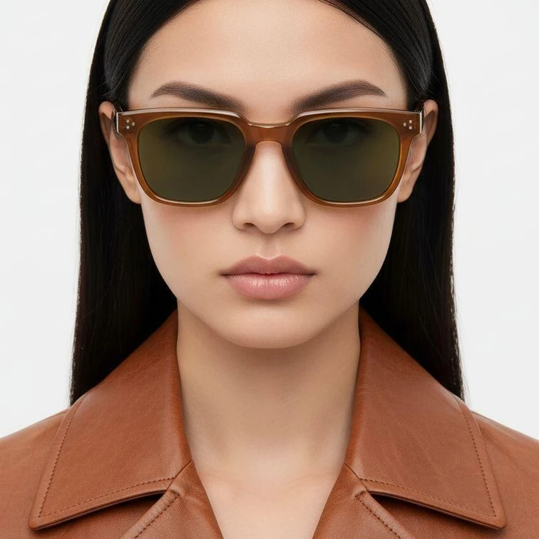 Rectangular Brown Plastic Sunglasses #BS2503-0145
