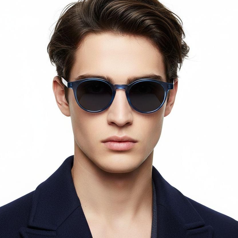 Oval Blue Plastic Sunglasses #BS2503-0150