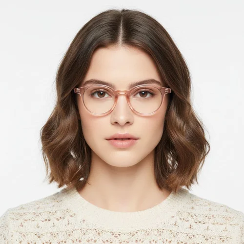 Lunettes de soleil ovales en plastique rose #BS2503-0152