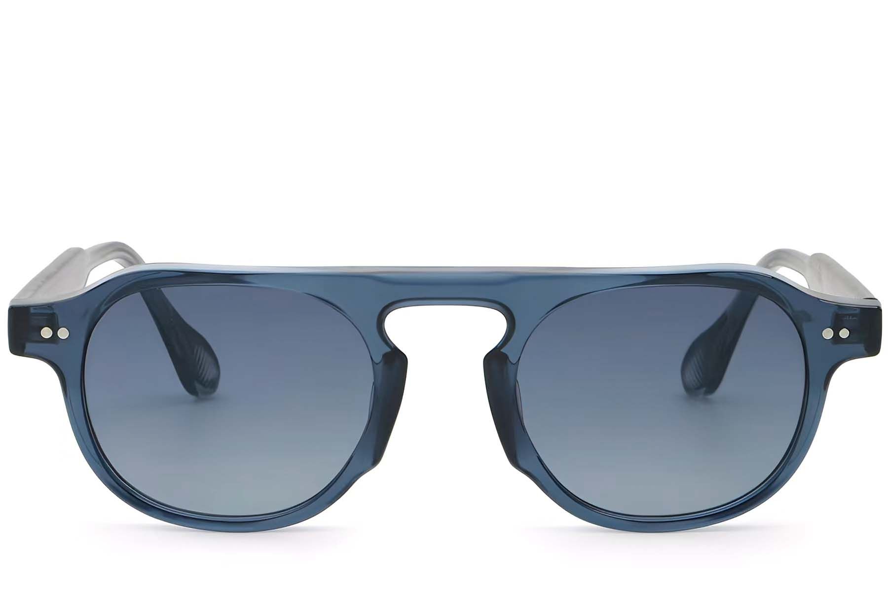 Lunettes de soleil aviateur en plastique bleu #BS2503-0157