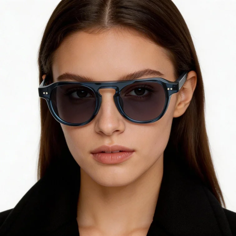Occhiali da sole modello aviatore in plastica blu #BS2503-0157