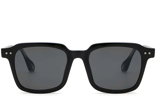 Lunettes de soleil rectangulaires en plastique noir #BS2503-0160