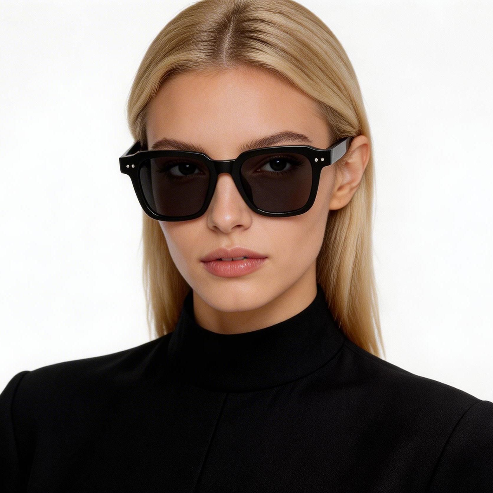Rectangular Black Plastic Sunglasses #BS2503-0160