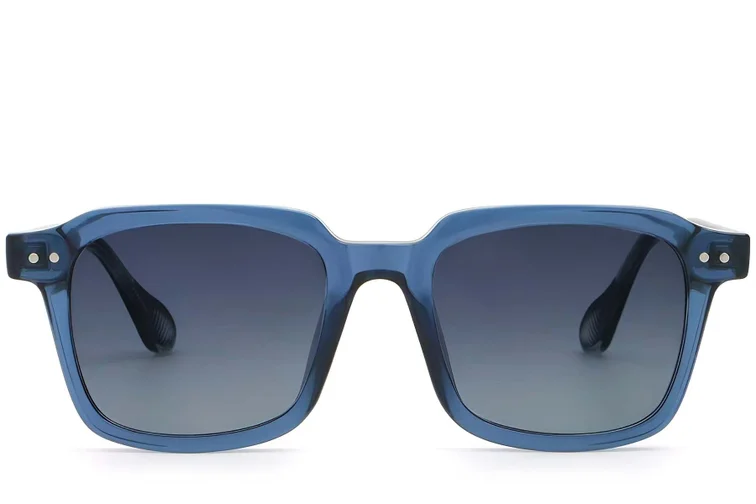 Rechthoekige blauwe plastic zonnebril #BS2503-0163