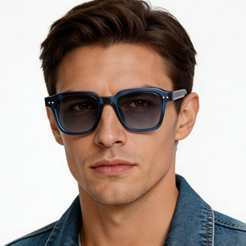 Rectangular Blue Plastic Sunglasses #BS2503-0163