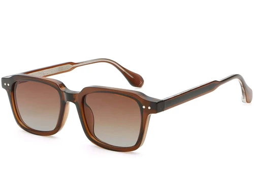 Rectangular Brown Plastic Sunglasses #BS2503-0164