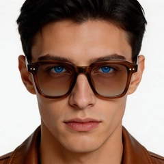 Occhiali da sole rettangolari in plastica marrone #BS2503-0164