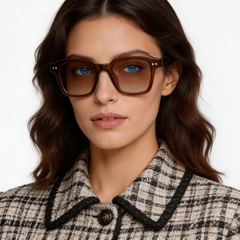 Occhiali da sole rettangolari in plastica marrone #BS2503-0164