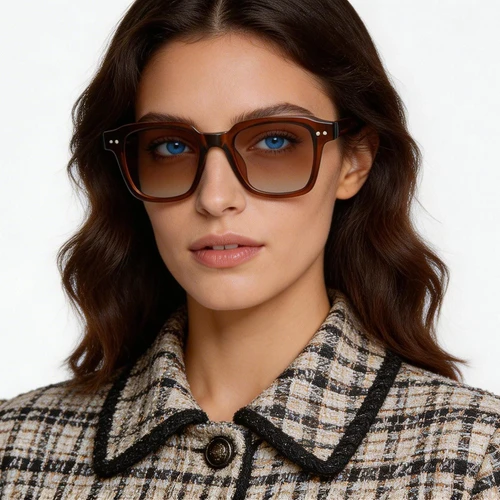 Rectangular Brown Plastic Sunglasses #BS2503-0164