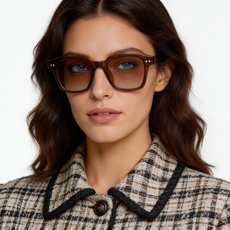 Rectangular Brown Plastic Sunglasses #BS2503-0164