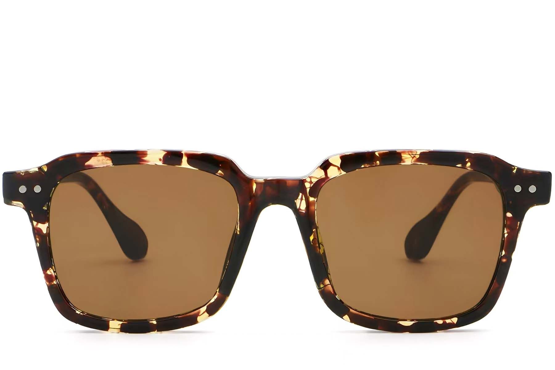 Lunettes de soleil rectangulaires en plastique écaille de tortue #BS2503-0165