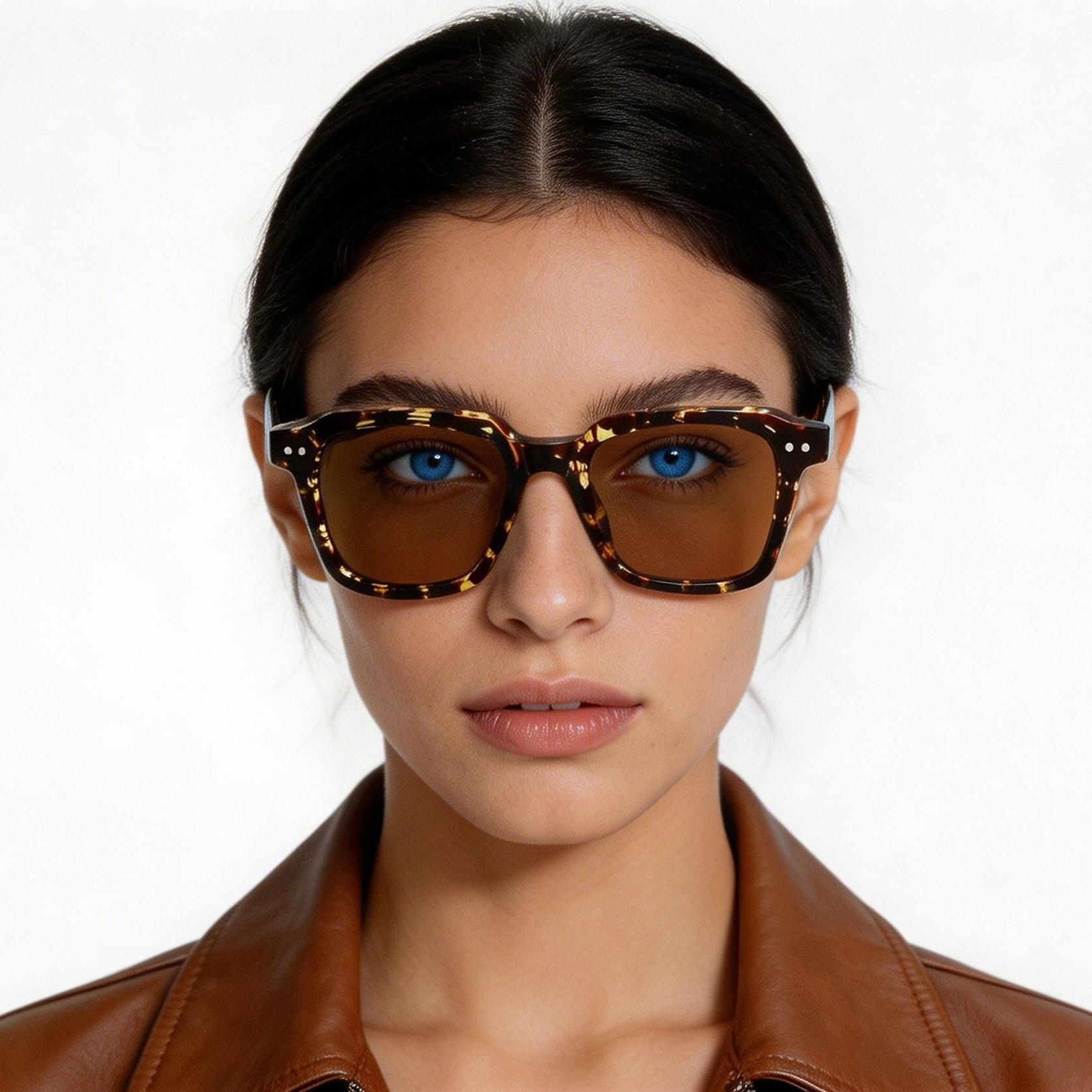Rectangular Tortoiseshell Plastic Sunglasses #BS2503-0165